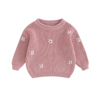 zasluk Girls' Pink Floral Knit Sweater - Adorable and Cozy Sweater with Floral Design